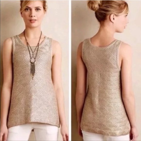 Anthropologie Tops - Anthropologie moth gold knit triangle tank medium